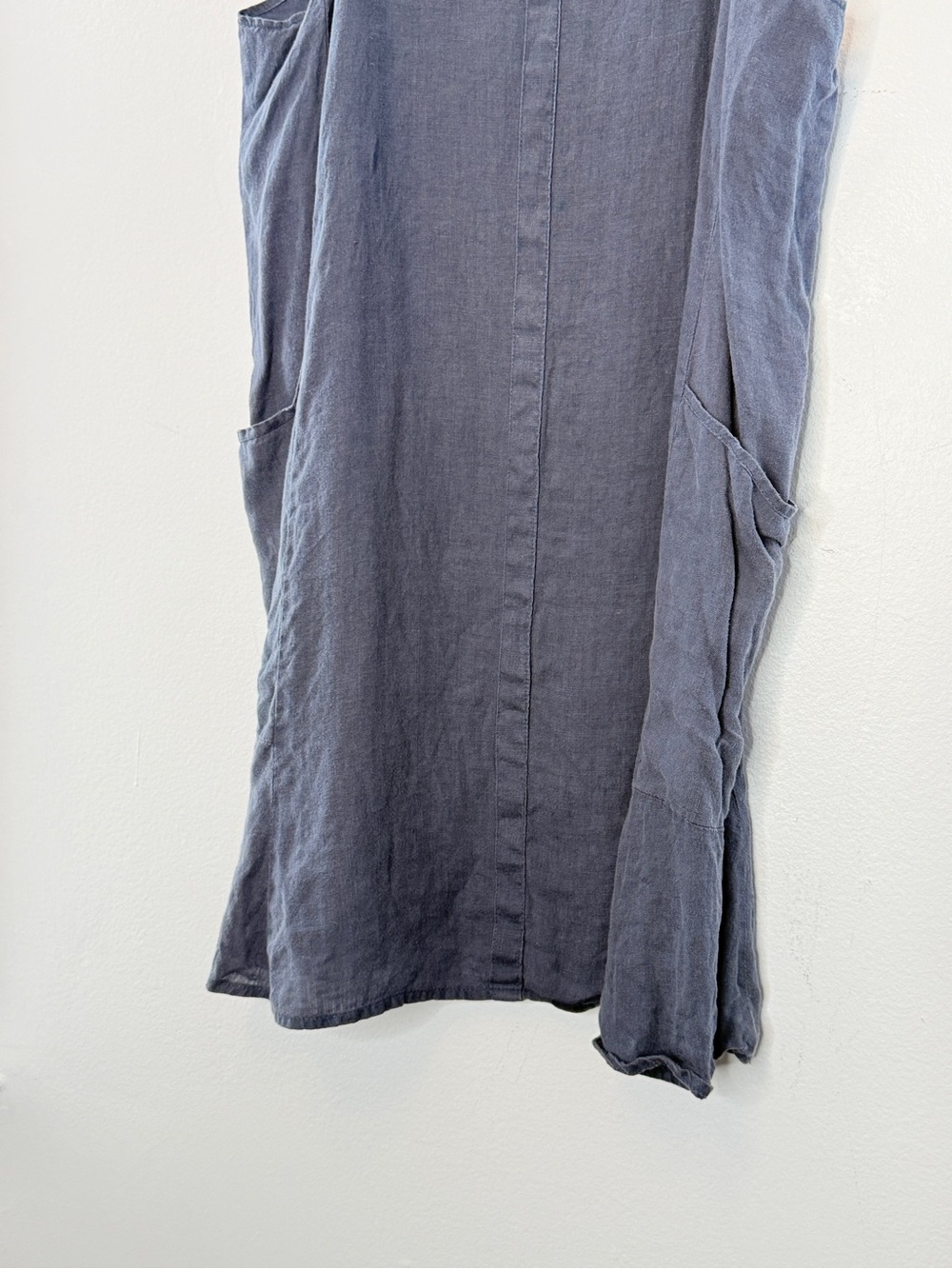 Like New! Flax sleeveless round neck with pockets blue linen dress size small - Picture 2 of 5